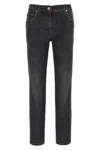 Brunello Cucinelli Black Skinny Jeans With Contrasting Stitching In Black