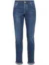 Brunello Cucinelli Slim Fit Five-pocket Trousers In Blue