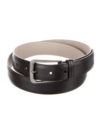 Pre-owned Brunello Cucinelli Skinny Leather Belt In Black