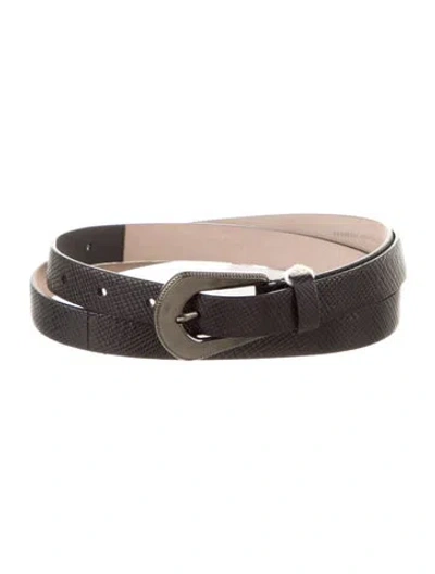 Pre-owned Brunello Cucinelli Skinny Leather Belt In Black