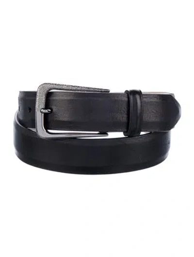 Pre-owned Brunello Cucinelli Skinny Leather Belt In Black