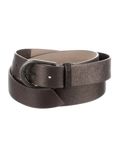 Pre-owned Brunello Cucinelli Skinny Leather Belt In Black