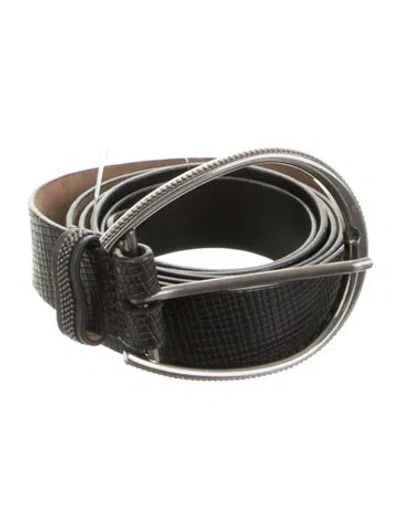 Pre-owned Brunello Cucinelli Skinny Leather Belt In Black