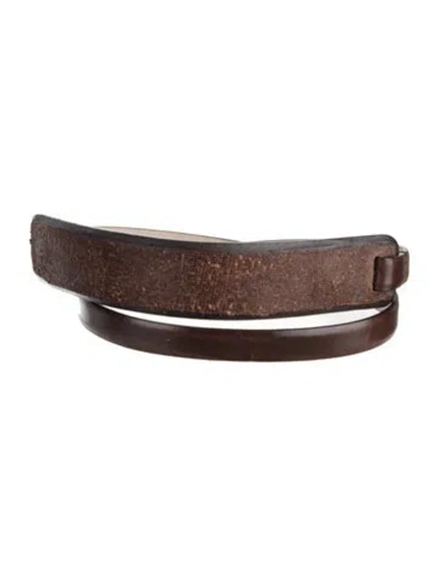 Pre-owned Brunello Cucinelli Skinny Leather Belt In Brown