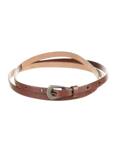 Pre-owned Brunello Cucinelli Skinny Leather Belt In Brown
