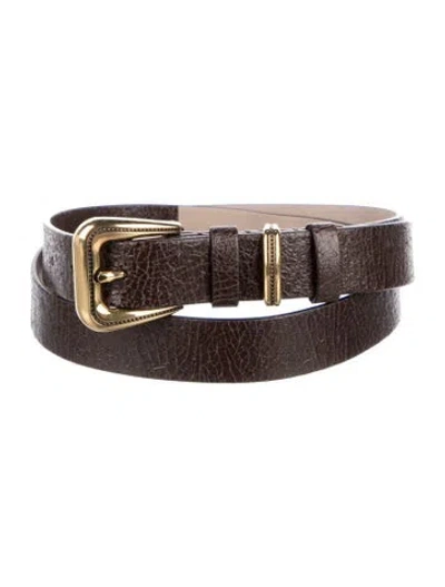 Pre-owned Brunello Cucinelli Skinny Leather Belt In Brown