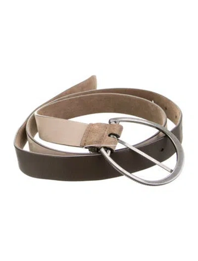Pre-owned Brunello Cucinelli Skinny Leather Belt In Neutrals