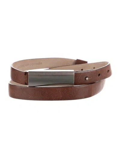 Pre-owned Brunello Cucinelli Skinny Leather Waist Belt In Brown