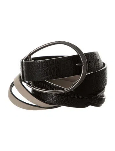 Pre-owned Brunello Cucinelli Skinny Leather Waist Belt W/ Tags In Black
