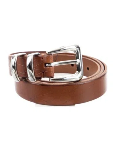 Pre-owned Brunello Cucinelli Skinny Leather Waist Belt W/ Tags In Brown