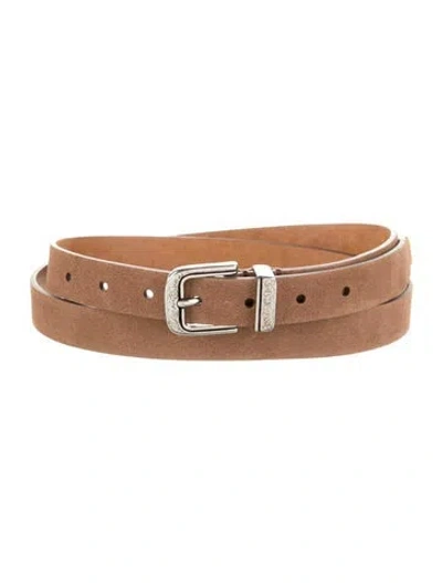 Pre-owned Brunello Cucinelli Skinny Suede Belt In Brown