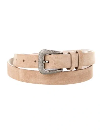 Pre-owned Brunello Cucinelli Skinny Suede Belt In Brown