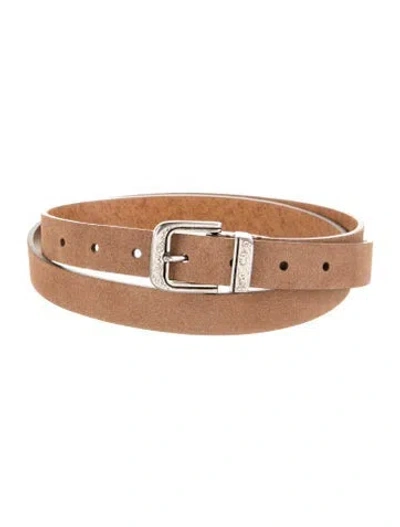 Pre-owned Brunello Cucinelli Skinny Suede Belt In Brown