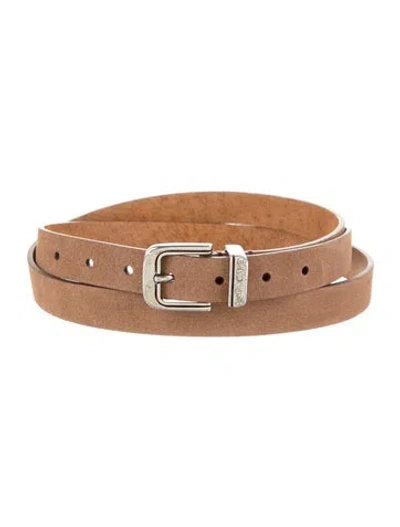 Pre-owned Brunello Cucinelli Skinny Suede Belt In Brown
