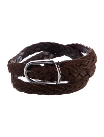 Pre-owned Brunello Cucinelli Skinny Suede Belt In Brown