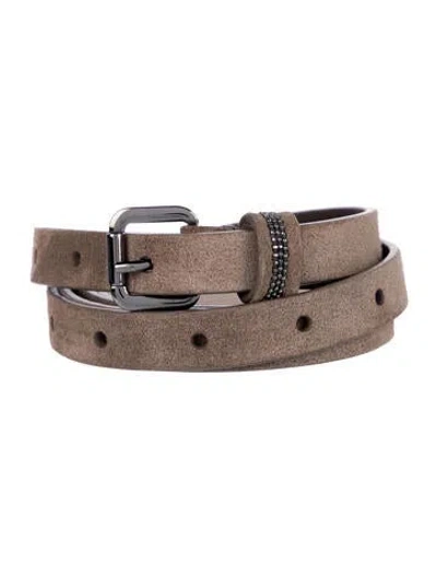 Pre-owned Brunello Cucinelli Skinny Suede Belt In Brown