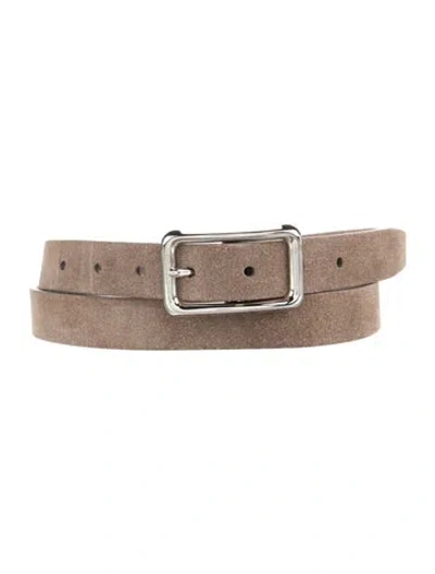 Pre-owned Brunello Cucinelli Skinny Suede Belt In Gray