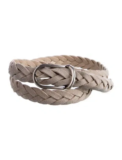 Pre-owned Brunello Cucinelli Skinny Suede Belt In Gray
