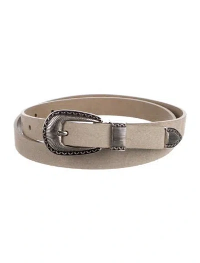 Pre-owned Brunello Cucinelli Skinny Suede Belt In Gray