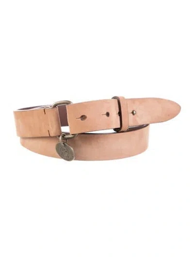 Pre-owned Brunello Cucinelli Skinny Suede Belt In Neutral