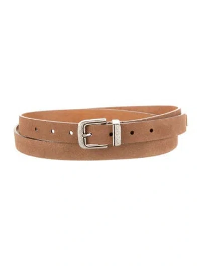 Pre-owned Brunello Cucinelli Skinny Suede Belt W/ Tags In Brown