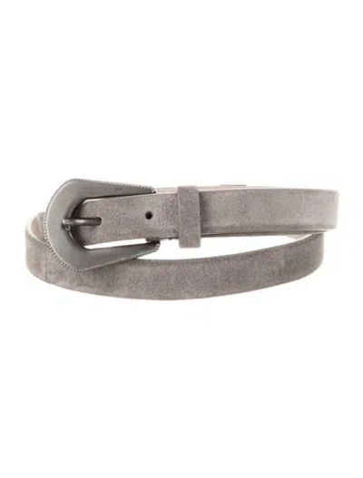 Pre-owned Brunello Cucinelli Skinny Suede Belt W/ Tags In Gray