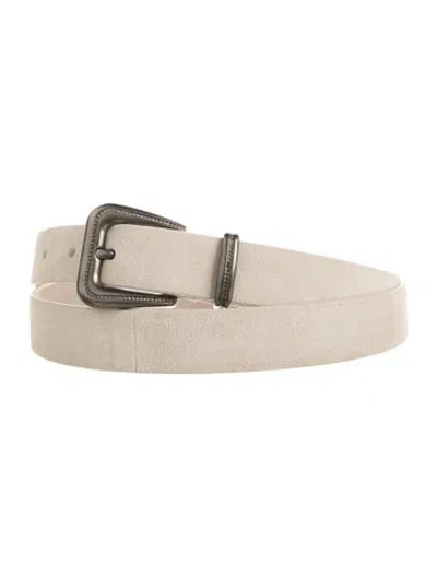 Pre-owned Brunello Cucinelli Skinny Suede Waist Belt In Neutrals