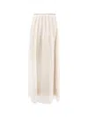 Brunello Cucinelli Voilke Long Skirt With Monili Trimming In Beige