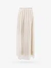 Brunello Cucinelli Voilke Long Skirt With Monili Trimming In Beige