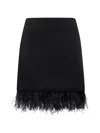 Brunello Cucinelli Black Cady Satin Dazzling Feather Insert Couture Mini Skirt In Black