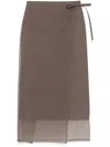 Brunello Cucinelli Cotton-blend Midi Skirt In Brown
