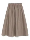 Brunello Cucinelli Linen Midi Skirt In Brown