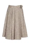 Brunello Cucinelli Virgin Wool And Silk Midi Skirt In Brown