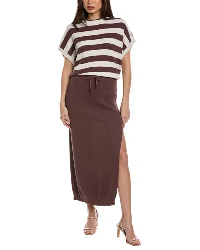 Brunello Cucinelli Ribbed-knit Cotton Midi Skirt In Purple