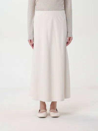 Brunello Cucinelli Cotton Crepe Double Twill Maxi Column Skirt In Off White