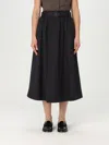 Brunello Cucinelli Virgin Wool Midi Skirt In Black