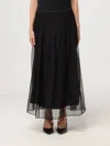 Brunello Cucinelli Crispy Silk Paneled Maxi Circle Skirt In Black