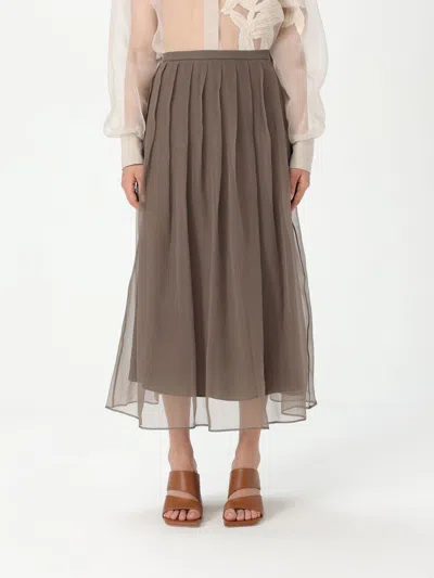 BRUNELLO CUCINELLI SKIRT BRUNELLO CUCINELLI WOMAN COLOR BROWN,G49388032