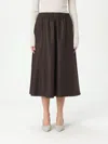 Brunello Cucinelli Flowing Linen Full Skirt With Elastic Waistband In Brown