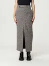 Brunello Cucinelli Women Wool Blend Pencil Skirt In Gray