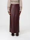 Brunello Cucinelli Stretch Nappa Leather Midi Skirt In Burgundy