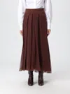 Brunello Cucinelli Flared Silk Skirt Sheer Overlay In Brown