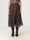 Brunello Cucinelli Women Brown Crispy Silk Circle Skirt In Brown