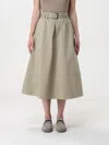 Brunello Cucinelli Stretch Cotton Long Skirt With Maxi Hem In Green