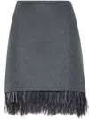 Brunello Cucinelli Feather-trim Wool-cashmere Flannel Mini Skirt In Dark Grey