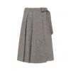 Brunello Cucinelli Grey Wool Midi Skirt In Gray
