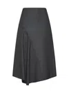 Brunello Cucinelli Wool Midi Skirt In Grey