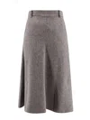Brunello Cucinelli Wool Midi Flute Skirt In Grey