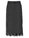 Brunello Cucinelli Virgin Wool Column Skirt With Detachable Feather Trim