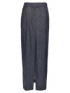 Brunello Cucinelli Skirt With Back Pockets And Front Slit In Blue